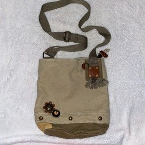 Chala Canvas Patch crossbody bag brown and tan